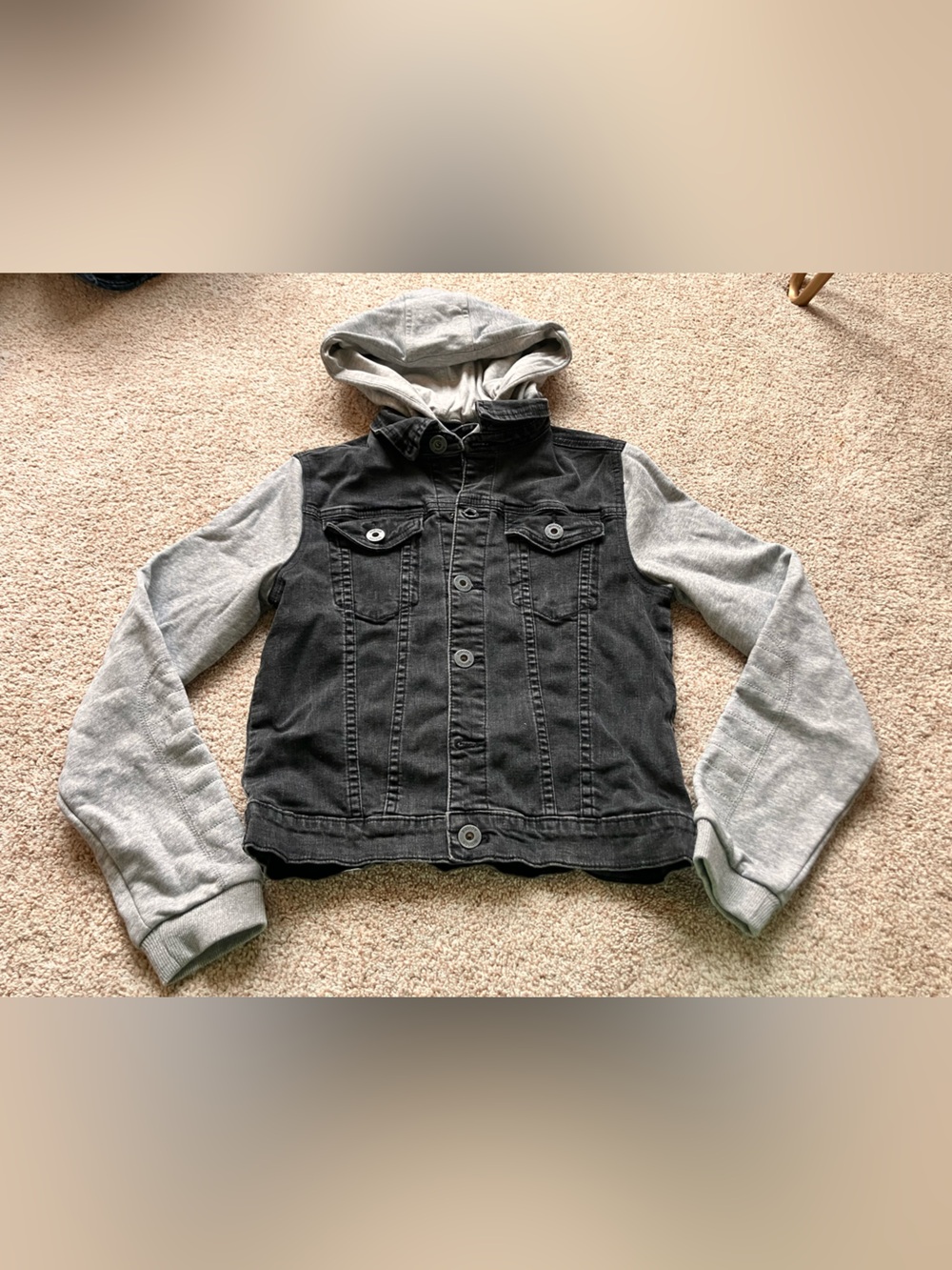 Hudson Kids Mixed-Media Jean Jacket in Black and Light Gray